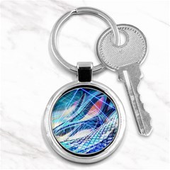 Background Neon Geometric Cubes Colorful Lights Key Chain (Round)