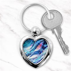 Background Neon Geometric Cubes Colorful Lights Key Chain (heart) by Ravend