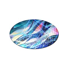 Background Neon Geometric Cubes Colorful Lights Sticker (Oval)