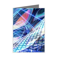 Background Neon Geometric Cubes Colorful Lights Mini Greeting Card