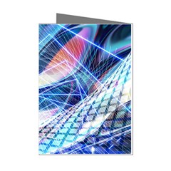 Background Neon Geometric Cubes Colorful Lights Mini Greeting Cards (pkg Of 8) by Ravend