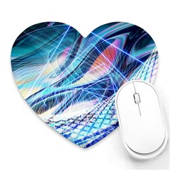 Background Neon Geometric Cubes Colorful Lights Heart Mousepad