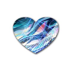 Background Neon Geometric Cubes Colorful Lights Rubber Heart Coaster (4 pack)