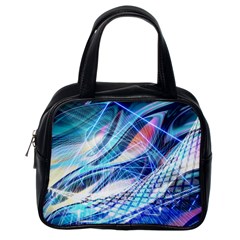 Background Neon Geometric Cubes Colorful Lights Classic Handbag (One Side)