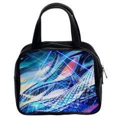 Background Neon Geometric Cubes Colorful Lights Classic Handbag (Two Sides)