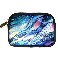 Background Neon Geometric Cubes Colorful Lights Digital Camera Leather Case