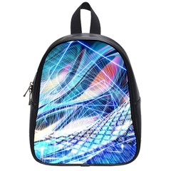 Background Neon Geometric Cubes Colorful Lights School Bag (Small)