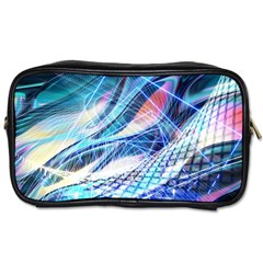 Background Neon Geometric Cubes Colorful Lights Toiletries Bag (One Side)