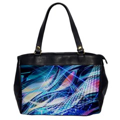 Background Neon Geometric Cubes Colorful Lights Oversize Office Handbag