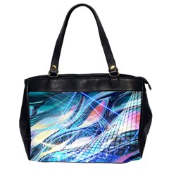 Background Neon Geometric Cubes Colorful Lights Oversize Office Handbag (2 Sides)