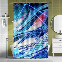 Background Neon Geometric Cubes Colorful Lights Shower Curtain 48  x 72  (Small) 