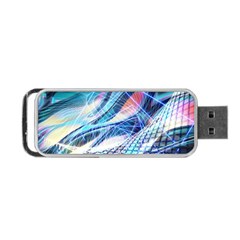 Background Neon Geometric Cubes Colorful Lights Portable USB Flash (One Side)