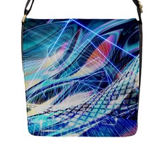 Background Neon Geometric Cubes Colorful Lights Flap Closure Messenger Bag (l) by Ravend