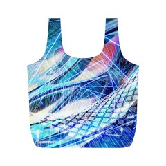 Background Neon Geometric Cubes Colorful Lights Full Print Recycle Bag (M)