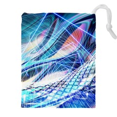 Background Neon Geometric Cubes Colorful Lights Drawstring Pouch (5xl) by Ravend