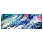 Background Neon Geometric Cubes Colorful Lights Banner and Sign 8  x 3  Front