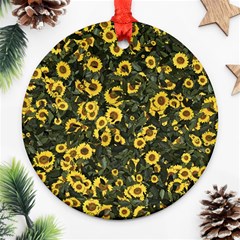 Sunflowers Yellow Flowers Flowers Digital Drawing Ornament (round) by Ravend