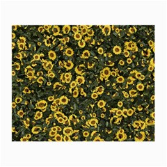 Sunflowers Yellow Flowers Flowers Digital Drawing Small Glasses Cloth (2 Sides) by Ravend