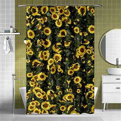 Sunflowers Yellow Flowers Flowers Digital Drawing Shower Curtain 48  X 72  (small)  by Ravend