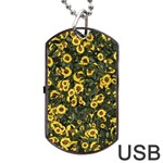 Sunflowers Yellow Flowers Flowers Digital Drawing Dog Tag USB Flash (One Side) Front