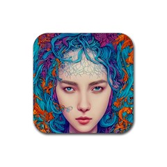 Pepper Colors Girl Rubber Coaster (square) by Sparkle