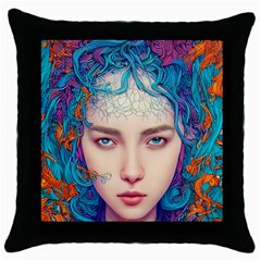 Pepper Colors Girl Throw Pillow Case (black) by Sparkle