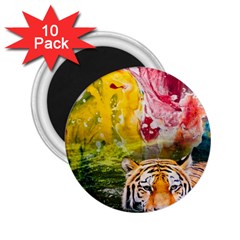 Rainbow Painted Nature Bigcat 2 25  Magnets (10 Pack)  by Sparkle