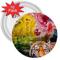 Rainbow Painted Nature Bigcat 3  Buttons (10 Pack)  by Sparkle