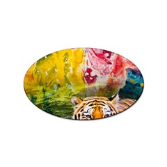 Rainbow Painted Nature Bigcat Sticker (oval) by Sparkle