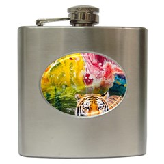 Rainbow Painted Nature Bigcat Hip Flask (6 Oz)