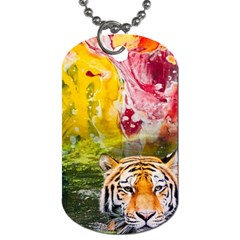 Rainbow Painted Nature Bigcat Dog Tag (two Sides) by Sparkle