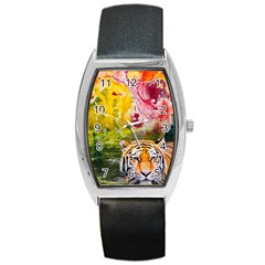 Rainbow Painted Nature Bigcat Barrel Style Metal Watch by Sparkle