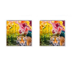 Rainbow Painted Nature Bigcat Cufflinks (square) by Sparkle