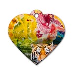 Rainbow Painted Nature Bigcat Dog Tag Heart (One Side) Front