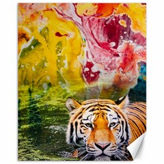 Rainbow Painted Nature Bigcat Canvas 11  X 14  by Sparkle