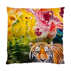 Rainbow Painted Nature Bigcat Standard Cushion Case (two Sides) by Sparkle