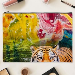 Rainbow Painted Nature Bigcat Cosmetic Bag (xxxl) by Sparkle