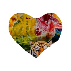 Rainbow Painted Nature Bigcat Standard 16  Premium Heart Shape Cushions by Sparkle