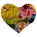 Rainbow Painted Nature Bigcat Large 19  Premium Heart Shape Cushions Front