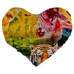 Rainbow Painted Nature Bigcat Large 19  Premium Heart Shape Cushions Back