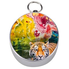 Rainbow Painted Nature Bigcat Silver Compasses by Sparkle