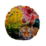 Rainbow Painted Nature Bigcat Standard 15  Premium Flano Round Cushions Front