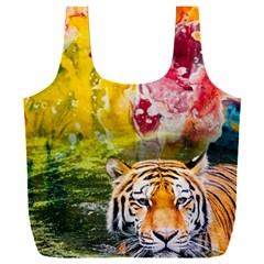 Rainbow Painted Nature Bigcat Full Print Recycle Bag (xxxl) by Sparkle