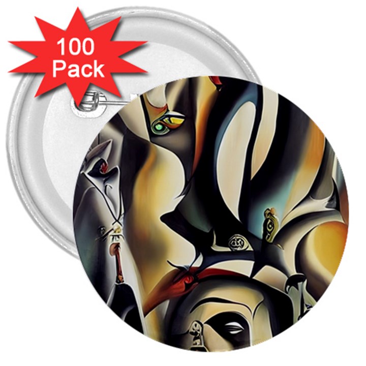 Model Of Picasso 3  Buttons (100 pack) 