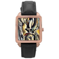 Model Of Picasso Rose Gold Leather Watch  by Sparkle