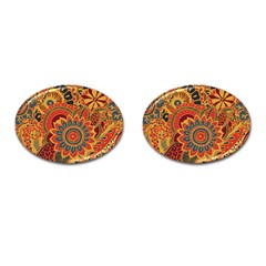 Bright Seamless Pattern-with-paisley-mehndi-elements-hand-drawn-wallpaper-with-floral-traditional-in Cufflinks (oval)