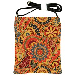 Bright Seamless Pattern-with-paisley-mehndi-elements-hand-drawn-wallpaper-with-floral-traditional-in Shoulder Sling Bag by BangZart