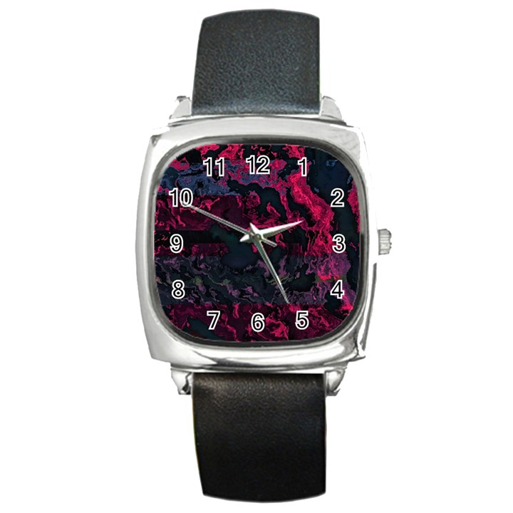 Granite Glitch Square Metal Watch