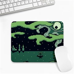 Ship Sea Monster Boat Island Night Pixel Small Mousepad by Pakemis