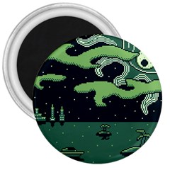 Ship Sea Monster Boat Island Night Pixel 3  Magnets by Pakemis